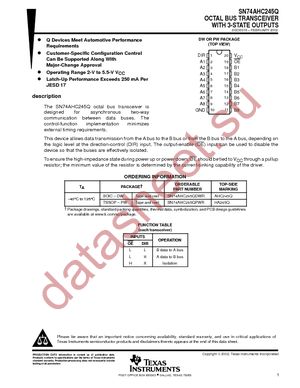 SN74AHC245QDWRG4Q1 datasheet  